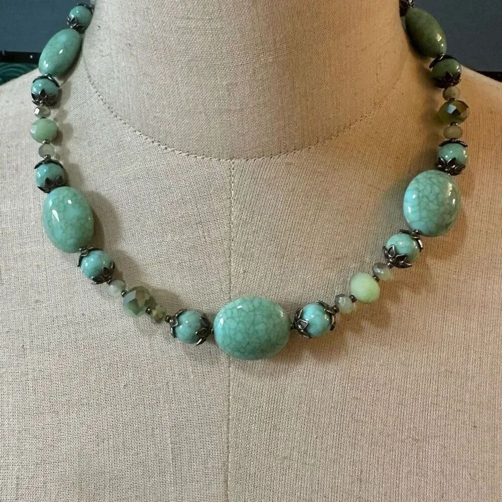 Faux turquoise beaded necklace